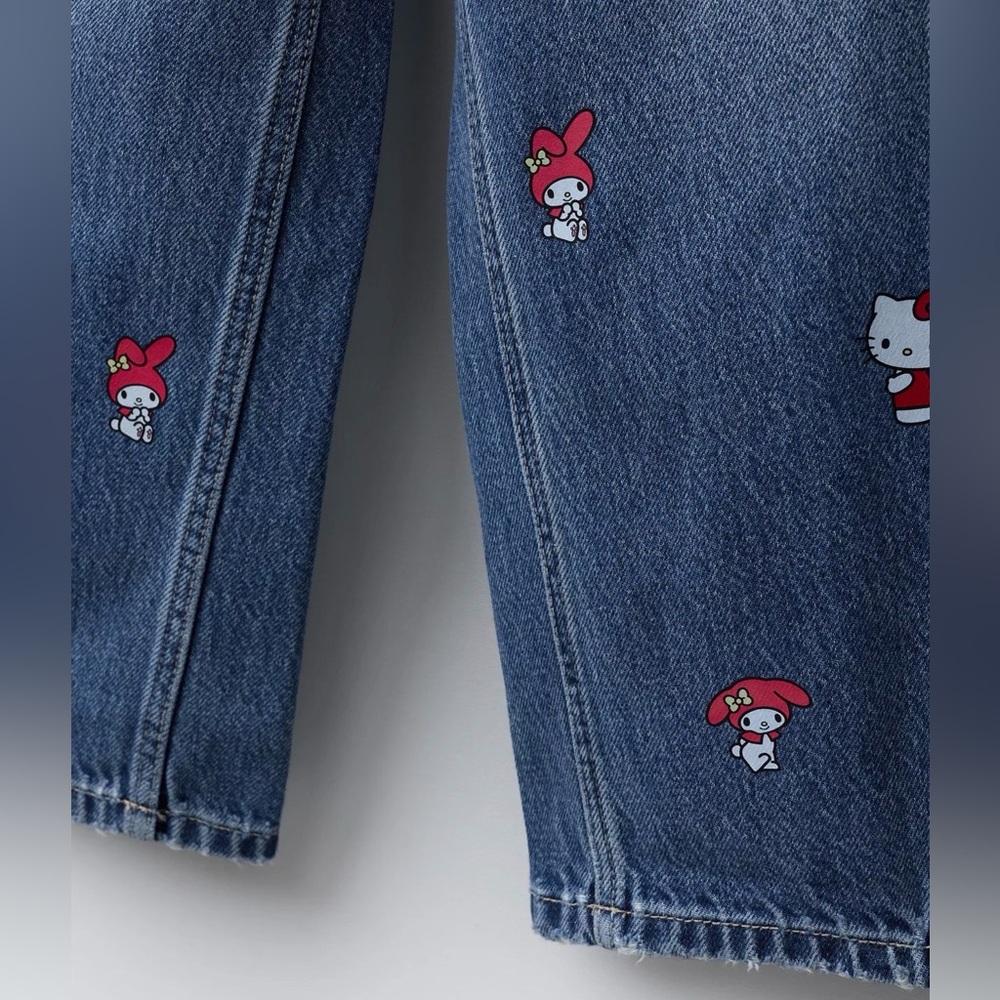 Zara Girls Hello Kitty Sanrio Print Barrel Jeans Size 9-10 Years - Picture 11 of 11